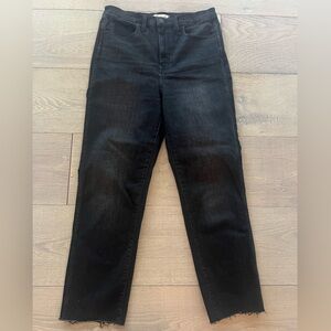 Madewell High Rise Slim Straight Black Denim Jeans 28T